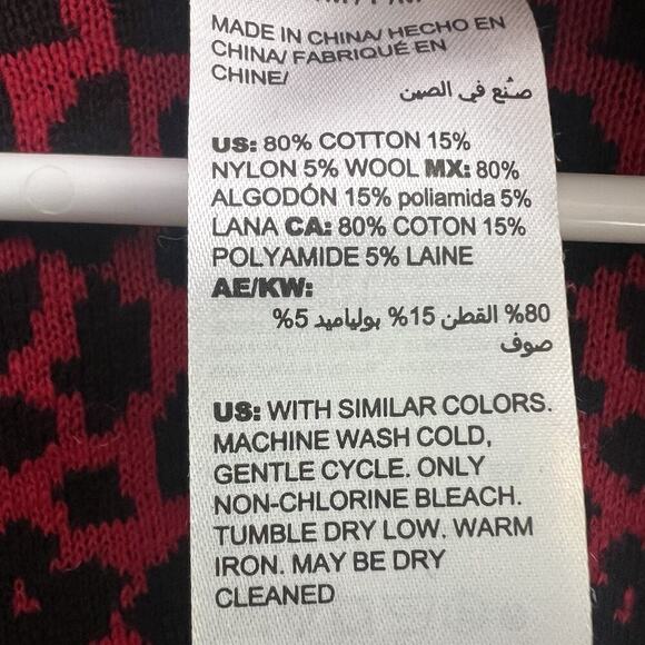 Chicos Womens S/M Animal Jacquard Black and Red Open Front cardigan Boho Resort - Picture 12 of 15